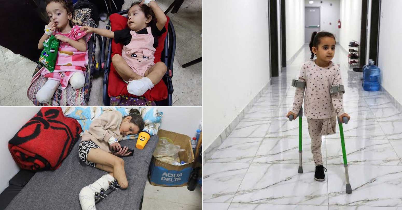 Montage of amputee children of Gaza